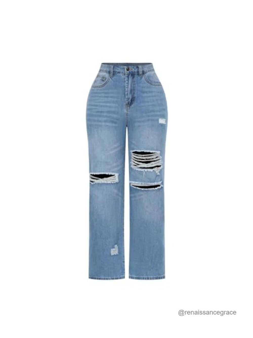 High Waisted Distressed Wide Leg Stretchy Denim Jeans